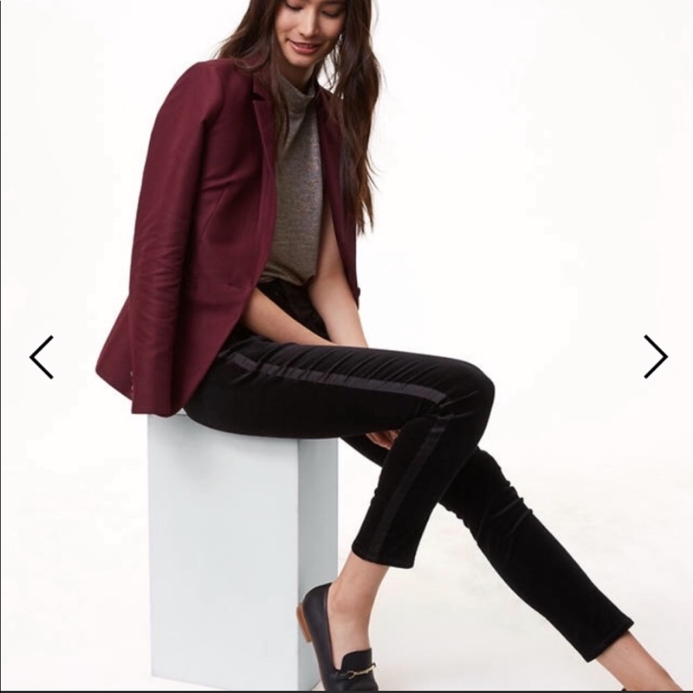 NWT: LOFT Modern Skinny Velvet Tuxedo Pants, 12